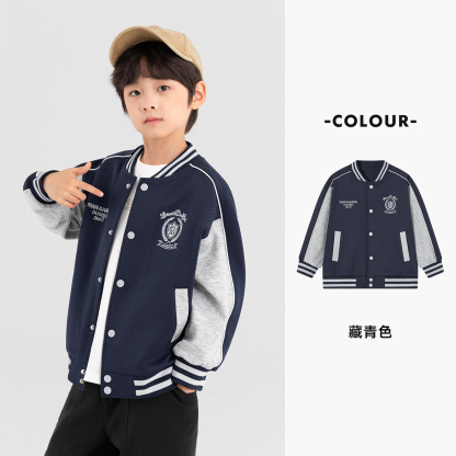 春秋美式拼色學院風棒球服