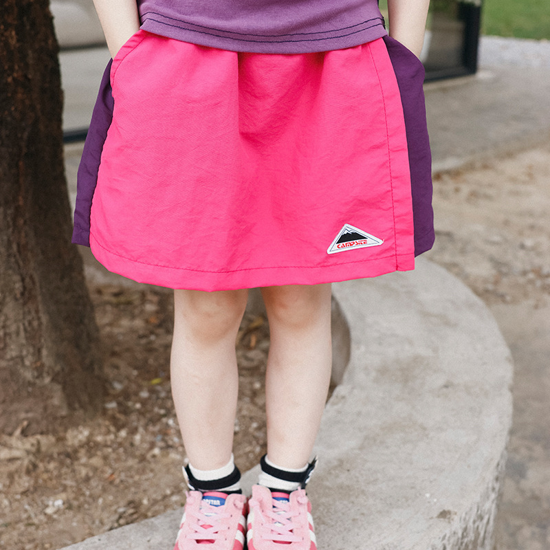 兒童多巴胺撞色拼接裙褲親子裝