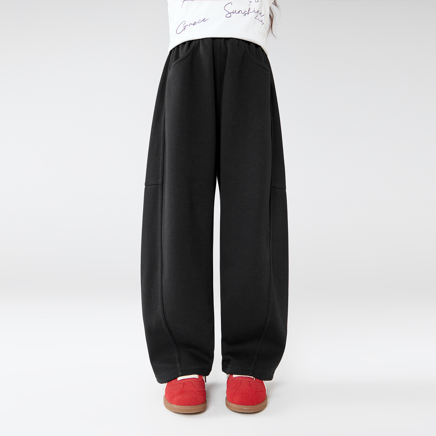 女童春秋時尚彎刀運動褲