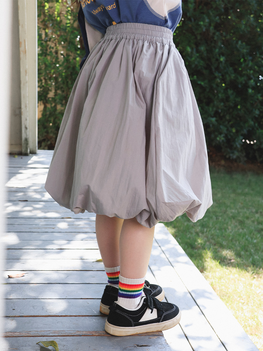 女童春季鬆緊腰花苞半身裙