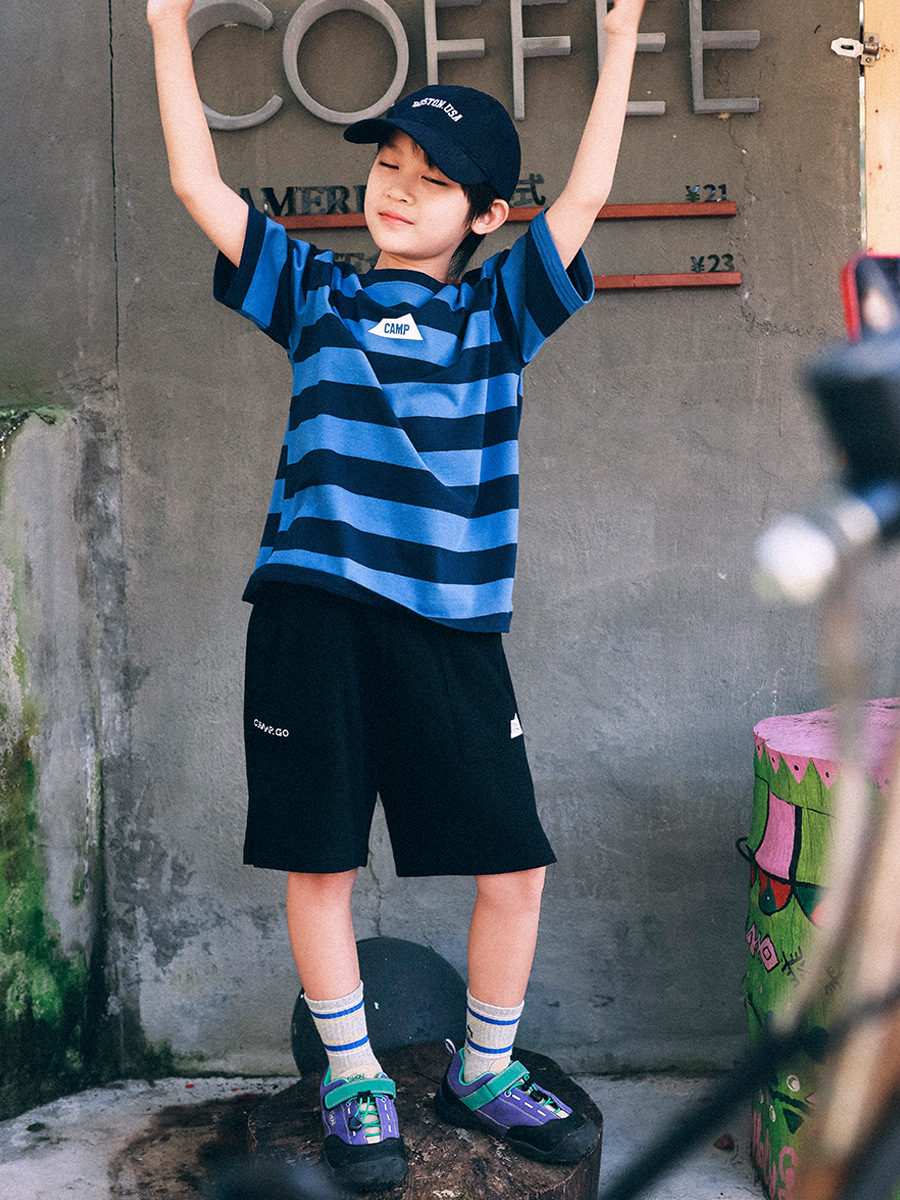 兒童夏季男童條紋短袖T恤