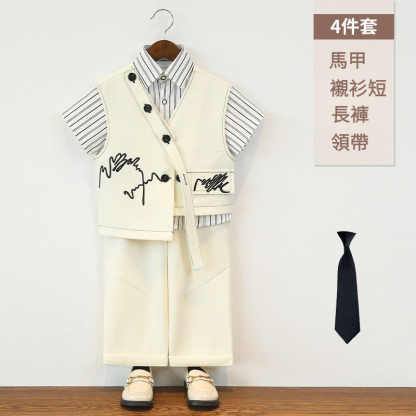兒童復古滿天星刺繡西服