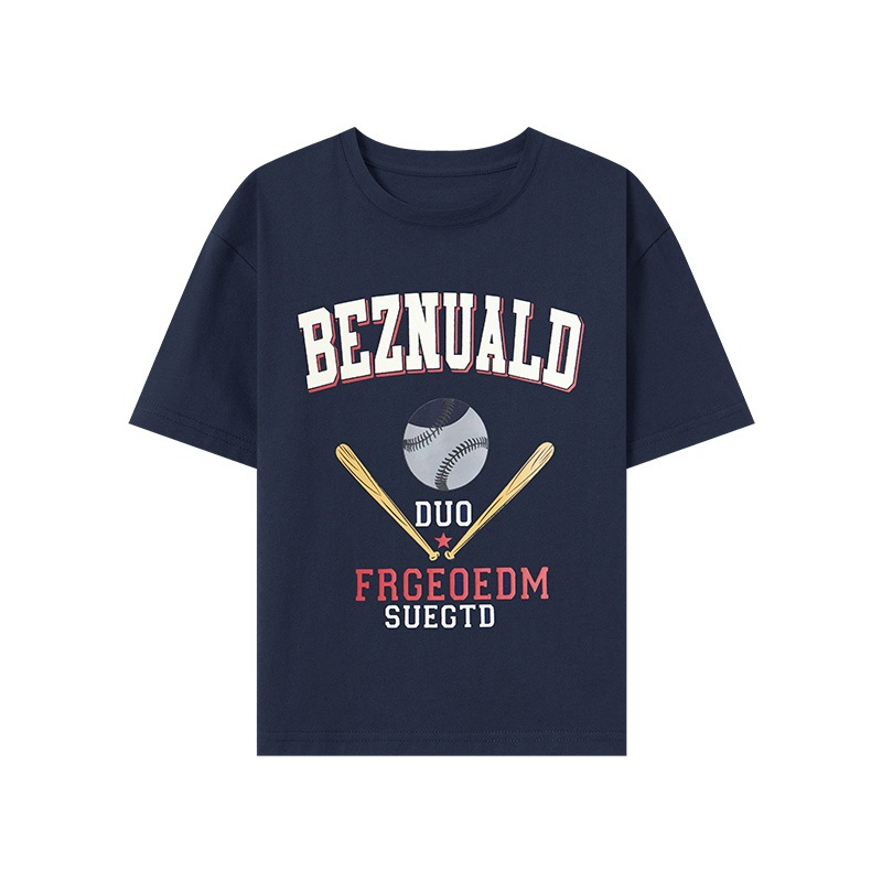 夏季男童美式印花寬鬆純棉涼感上衣T恤