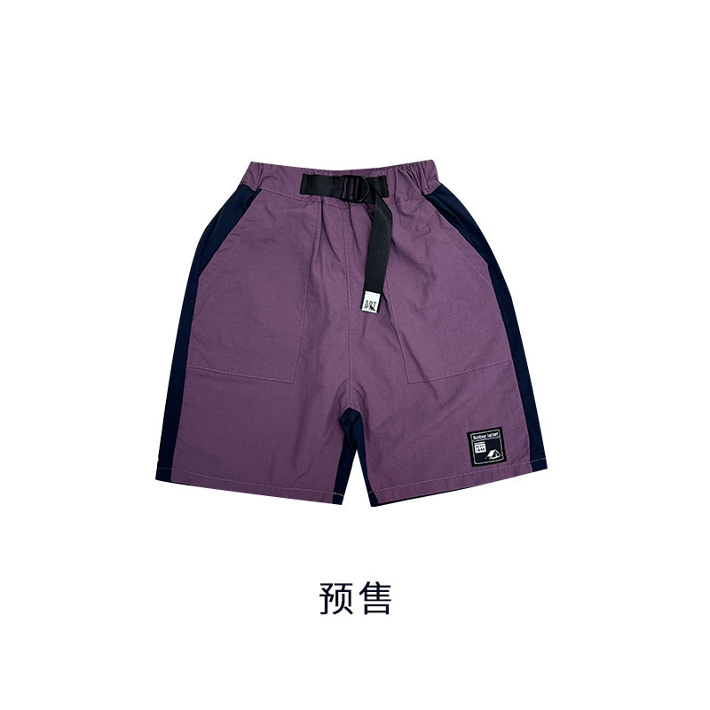 撞色寬鬆速乾五分褲