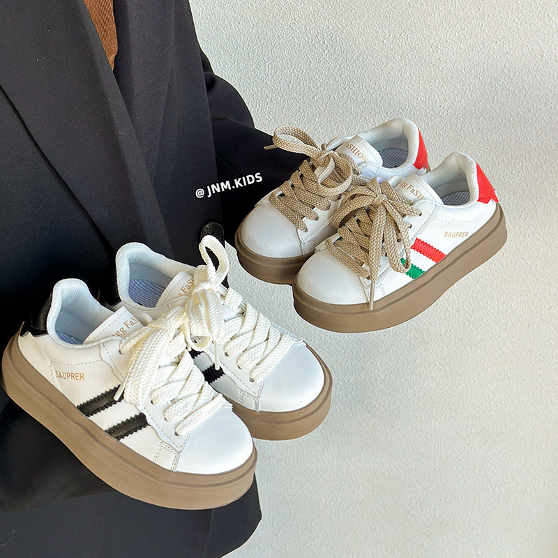 韓版兒童春秋低幫白色運動鞋