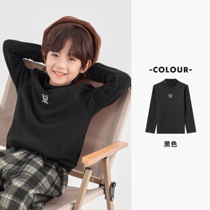 男童半高領冬季內搭長袖T恤