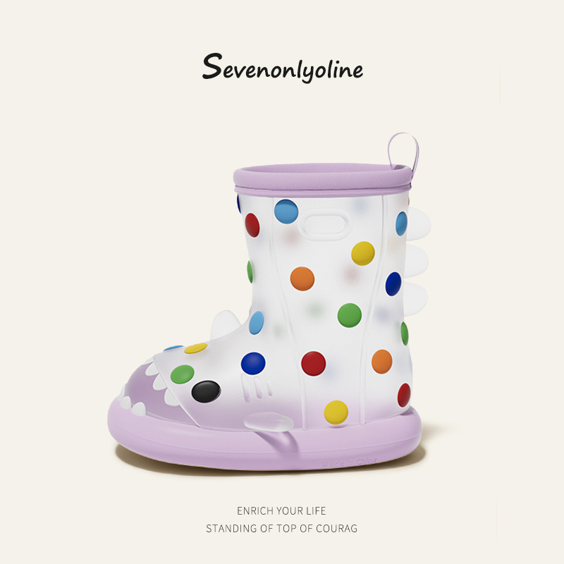 波點彩虹豆兒童雨靴