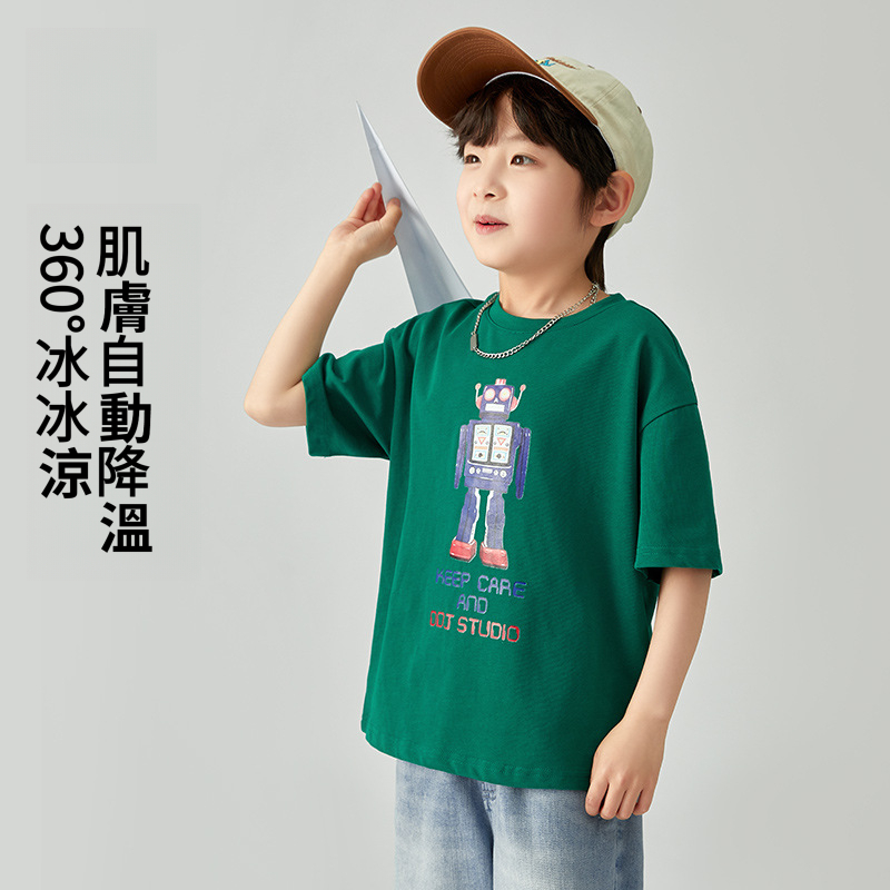 男童夏季機器人印花涼感短袖T恤