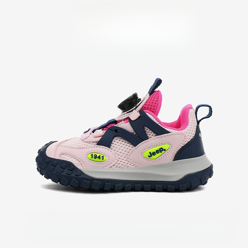 男童夏季旋轉紐扣網面透氣休閒運動鞋