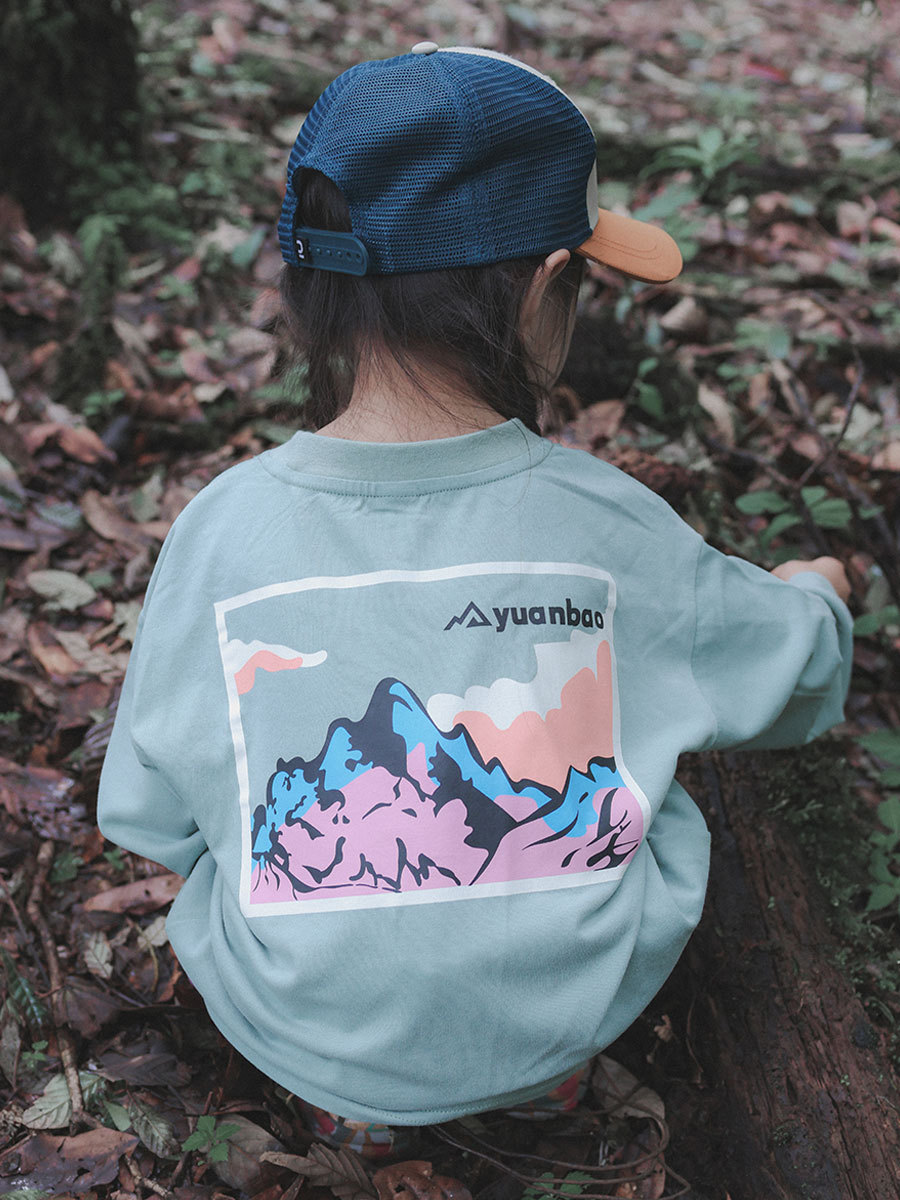 兒童戶外露營長袖磨毛T恤