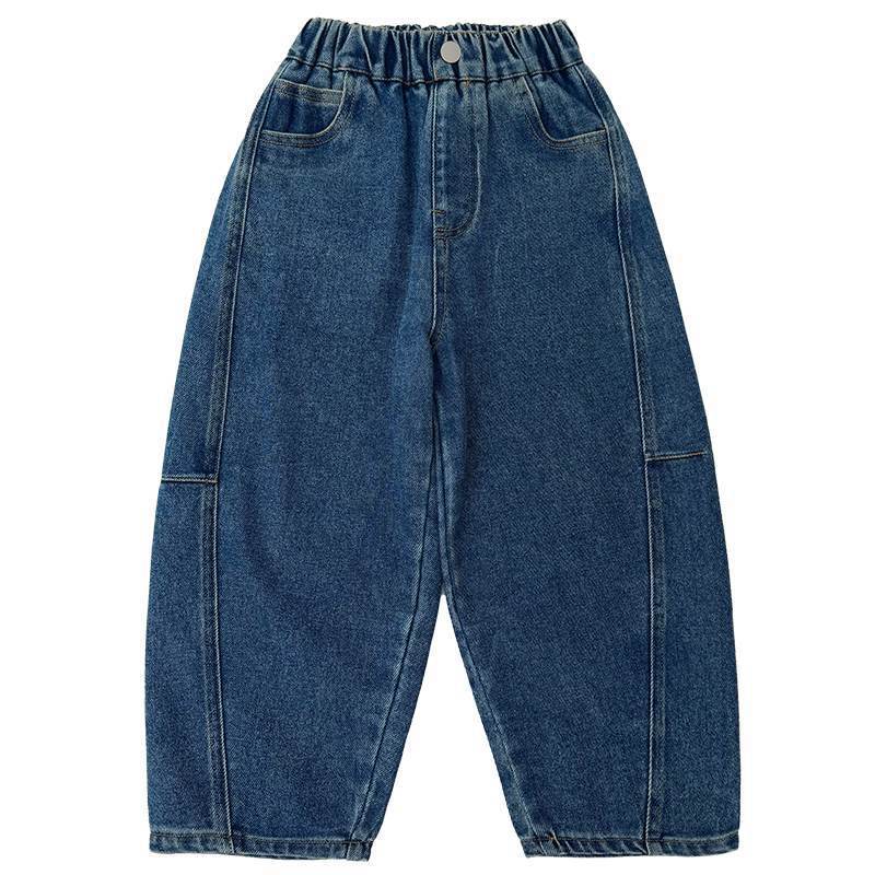 男童春季寬鬆中大童彎刀牛仔褲