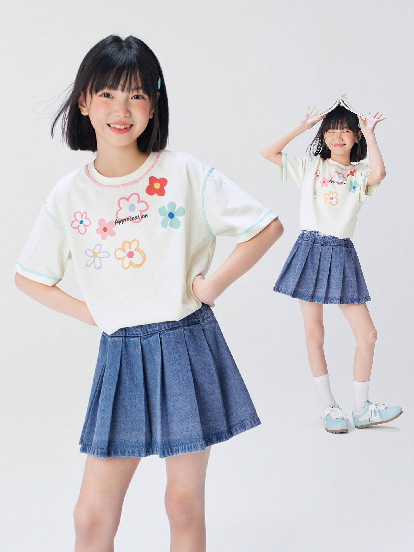 女童多巴胺花朵T