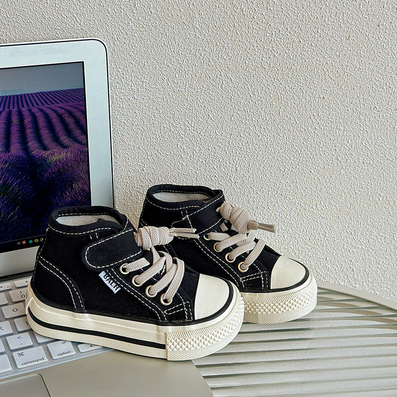 兒童軟底芒果頭高幫帆布鞋