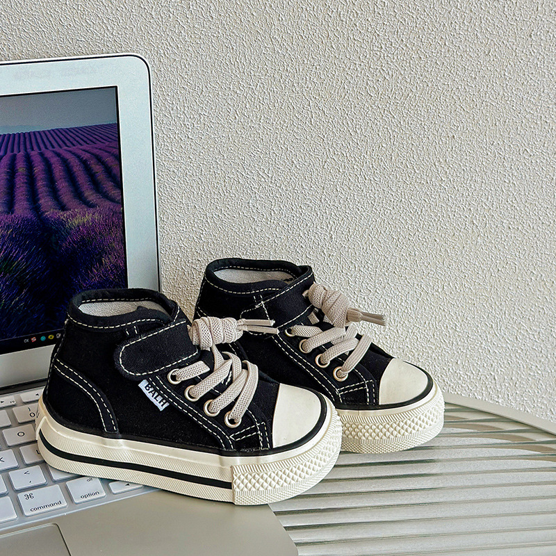 兒童軟底芒果頭高幫帆布鞋