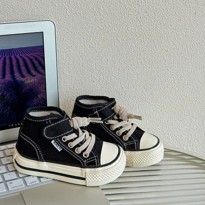 兒童軟底芒果頭高幫帆布鞋