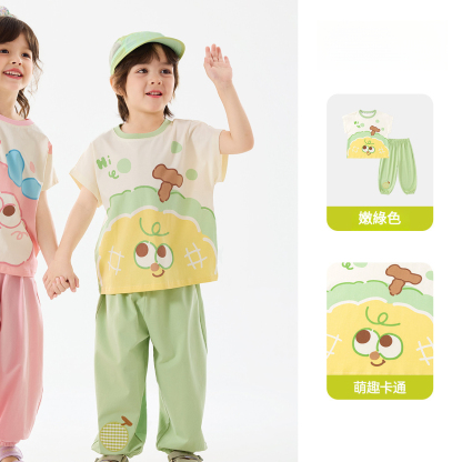兒童夏季卡通印花短袖T恤兩件套