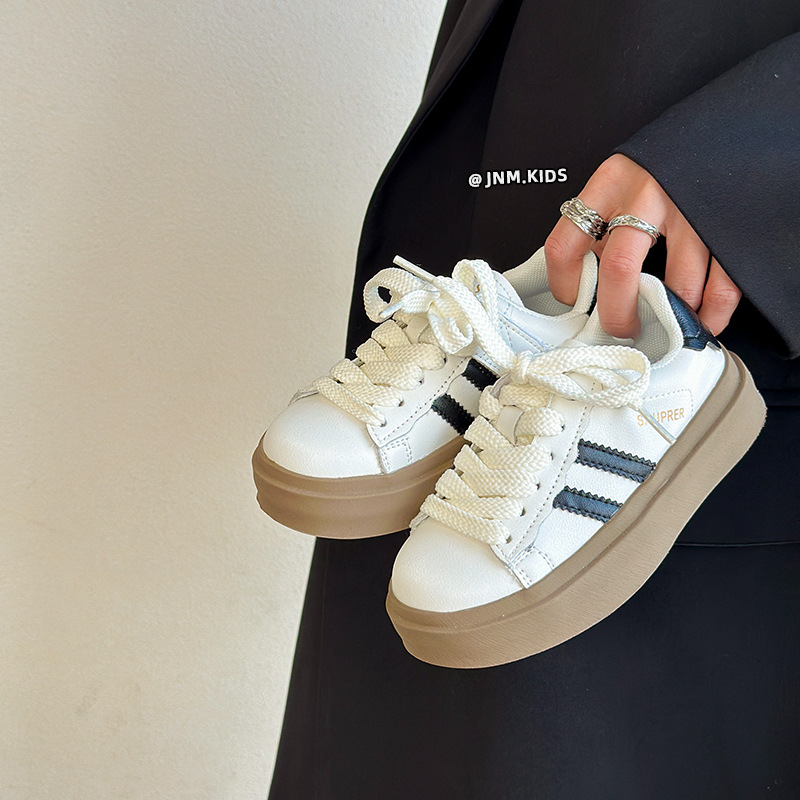 韓版兒童春秋低幫白色運動鞋