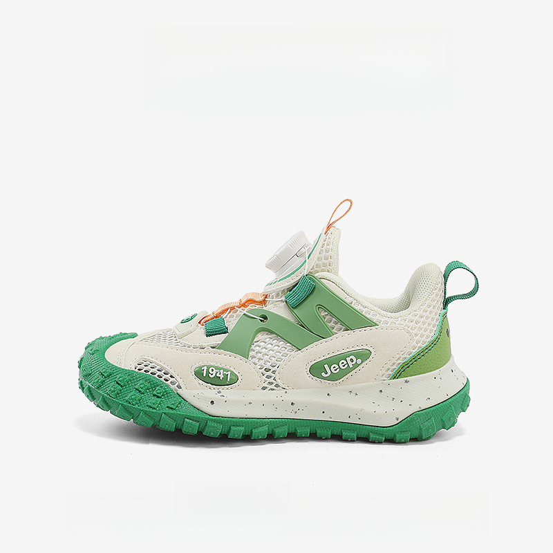 男童夏季旋轉紐扣網面透氣休閒運動鞋