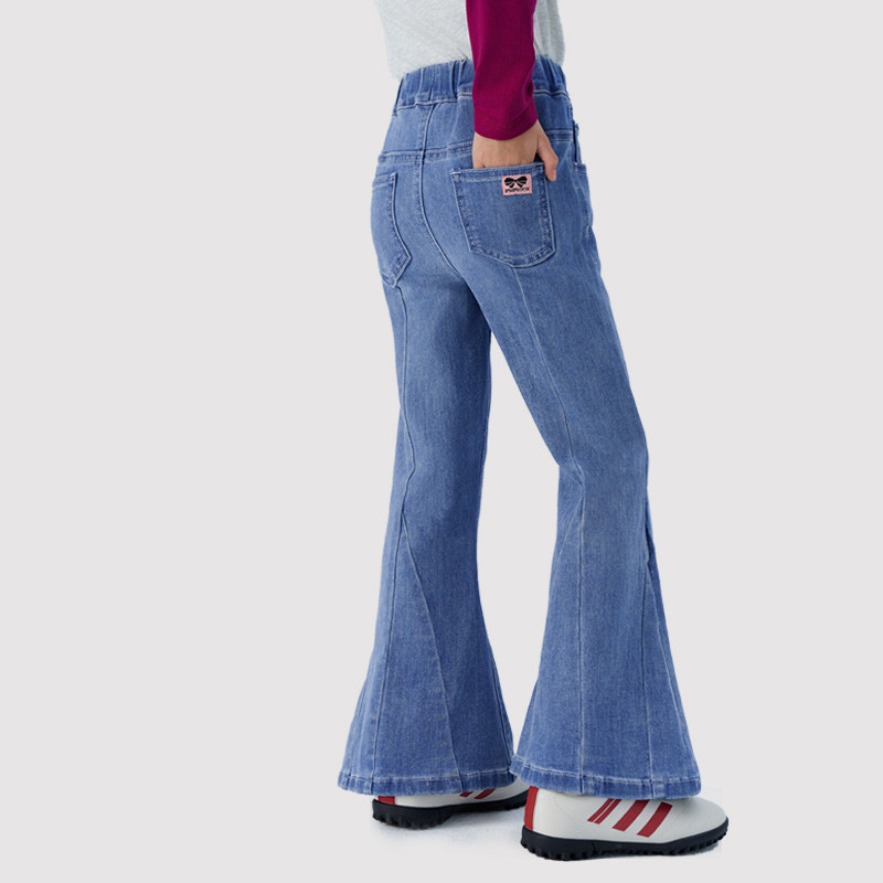 春季女童高腰牛仔喇叭褲