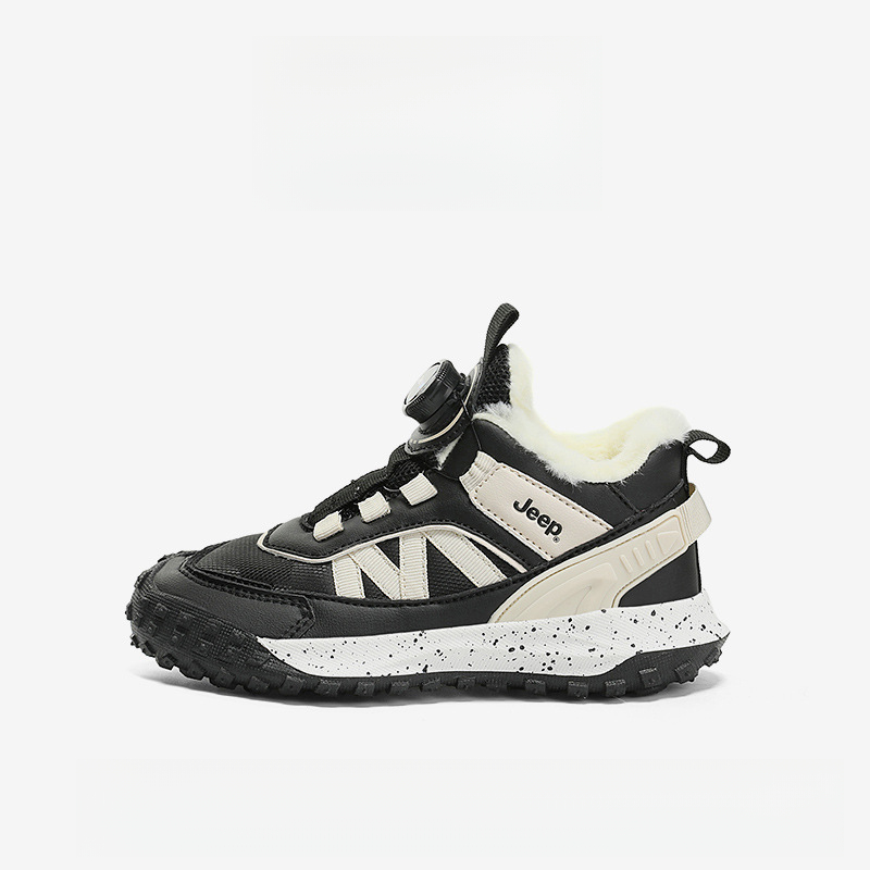 兒童春秋紐扣防滑登山跑步鞋