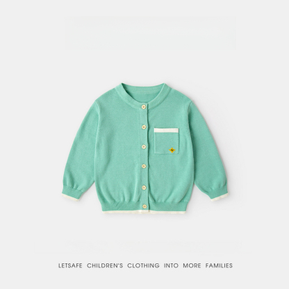 春季兒童簡約親膚針織開衫毛衣