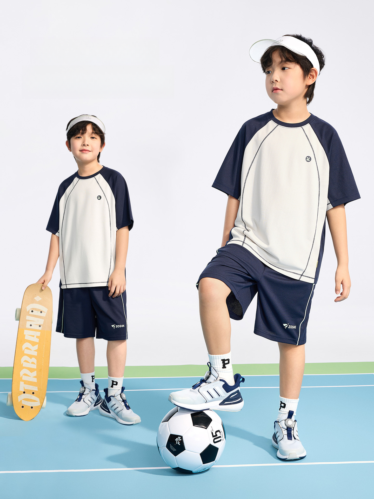 男童原紗撞色速乾網眼運動球服