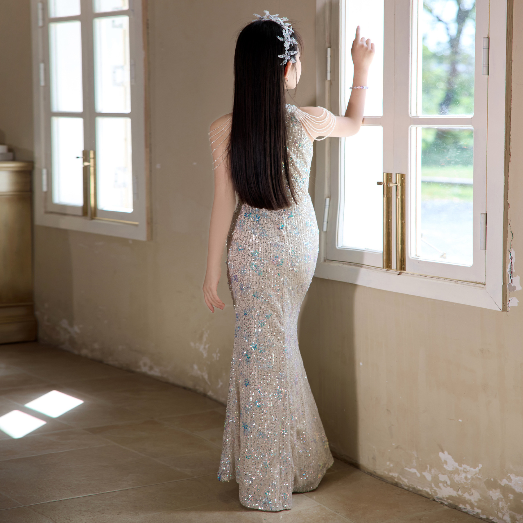 兒童美人魚魚尾演出服