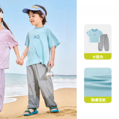 兒童夏季輕薄短袖長褲休閒兩件套