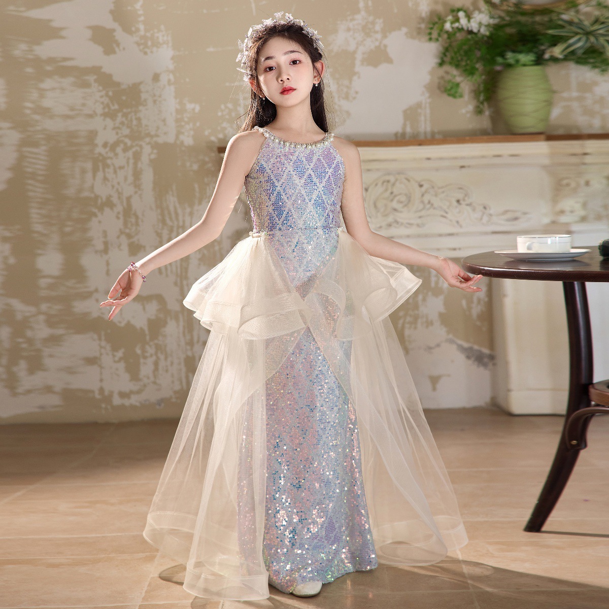 兒童美人魚魚尾演出服