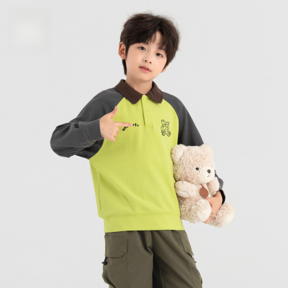 兒童POLO衫小熊刺繡