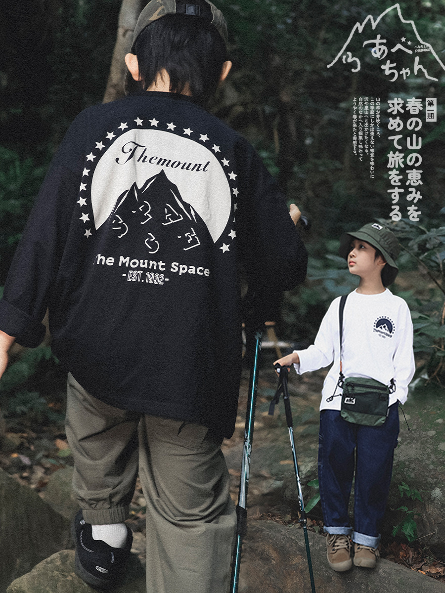 男童春季印花純棉透氣圓領長袖打底衫T恤