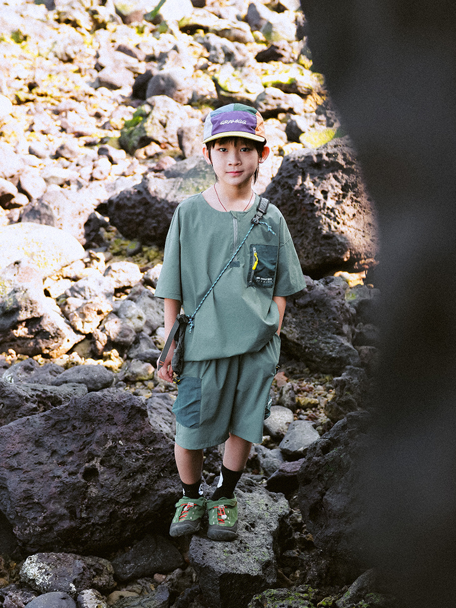 男童夏季速乾撞色口袋運動套裝