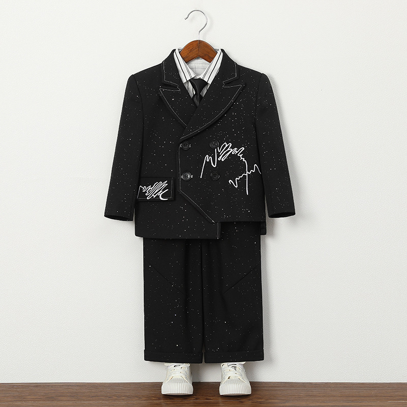 兒童復古滿天星刺繡西服