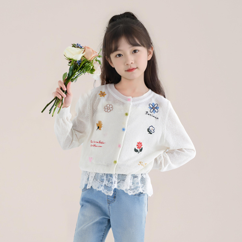 夏季女童韓系冰絲翻領百搭學院風針織衫背心