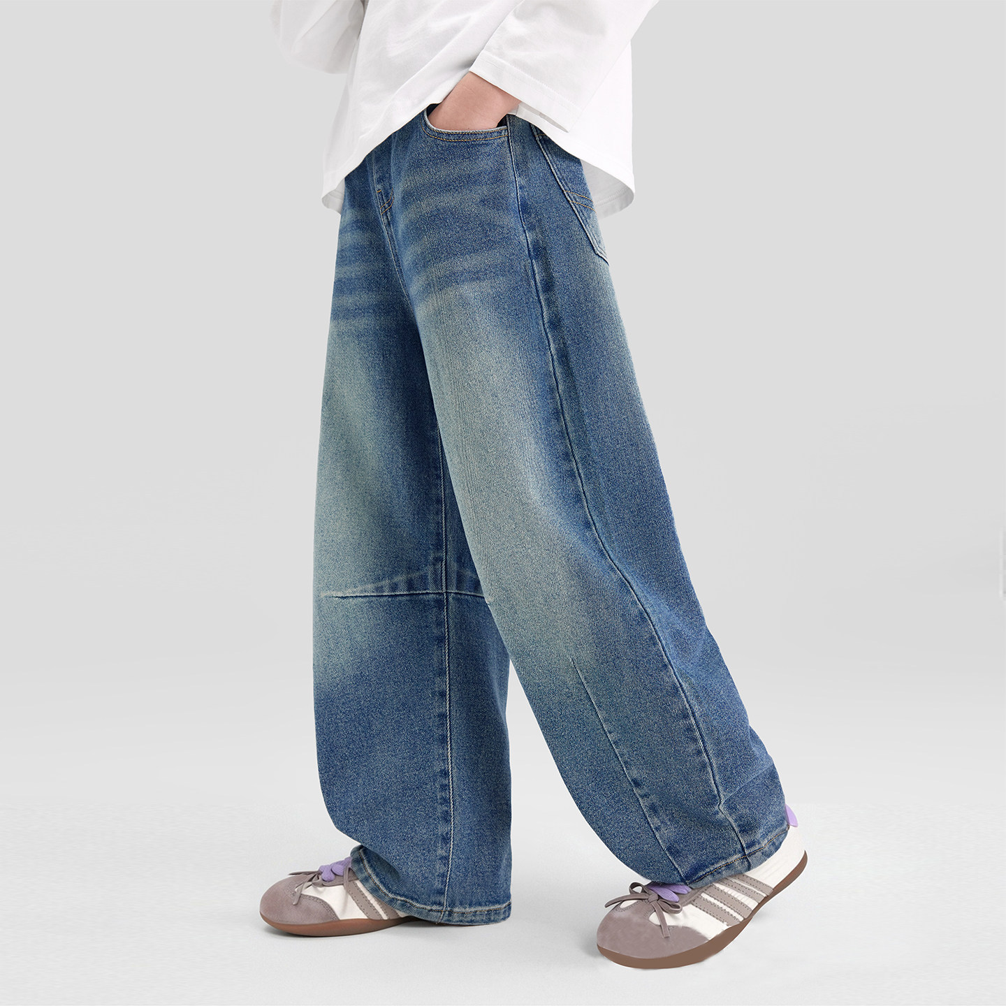 女童春秋款軟牛仔香蕉褲