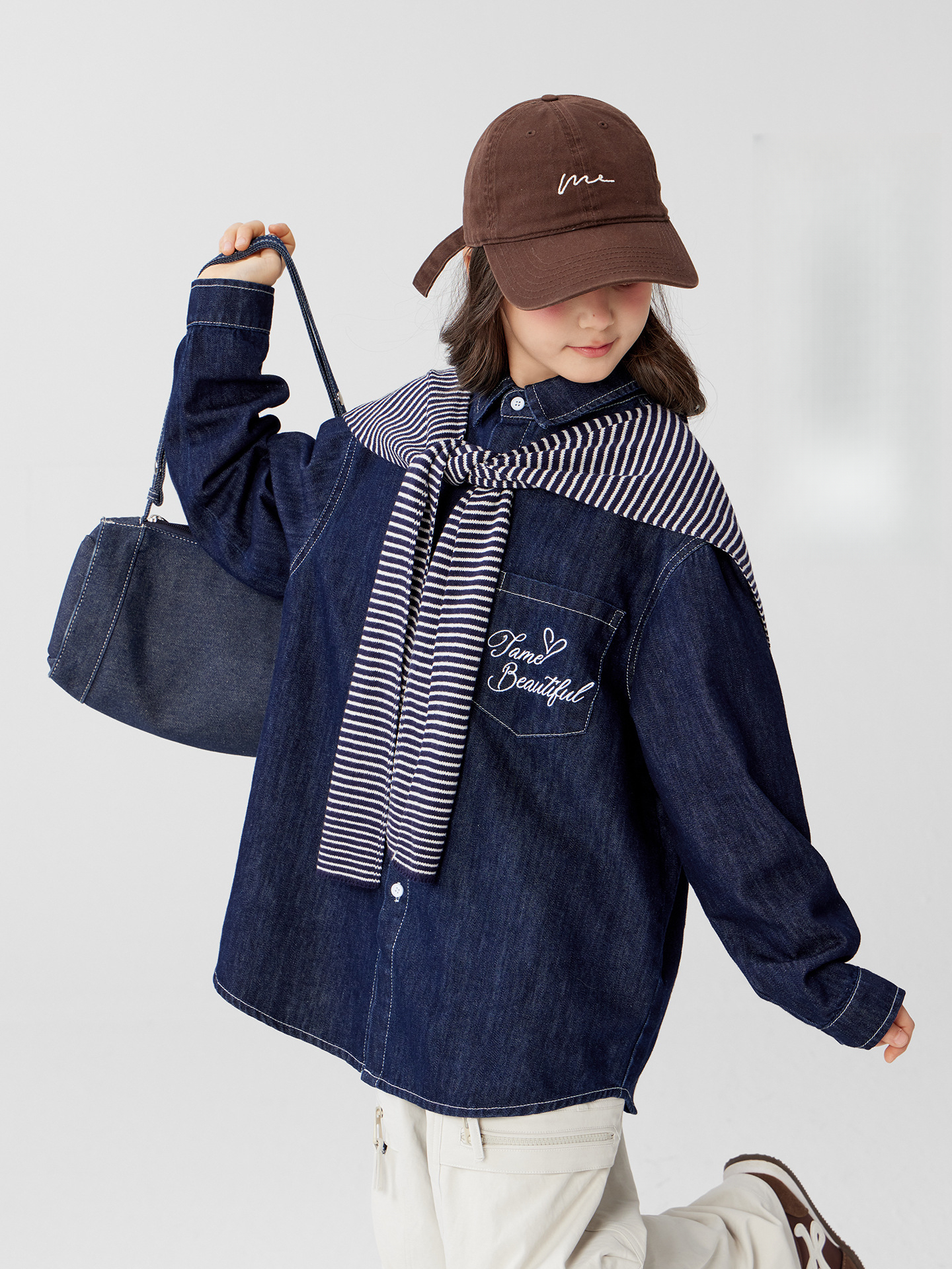 女童軟牛仔襯衫外套