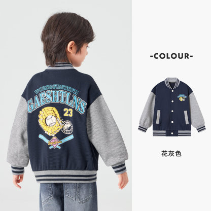 男童學院風美式棒球印花夾克