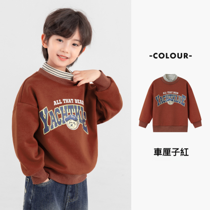 男童美式奧粒絨英文印花衛衣