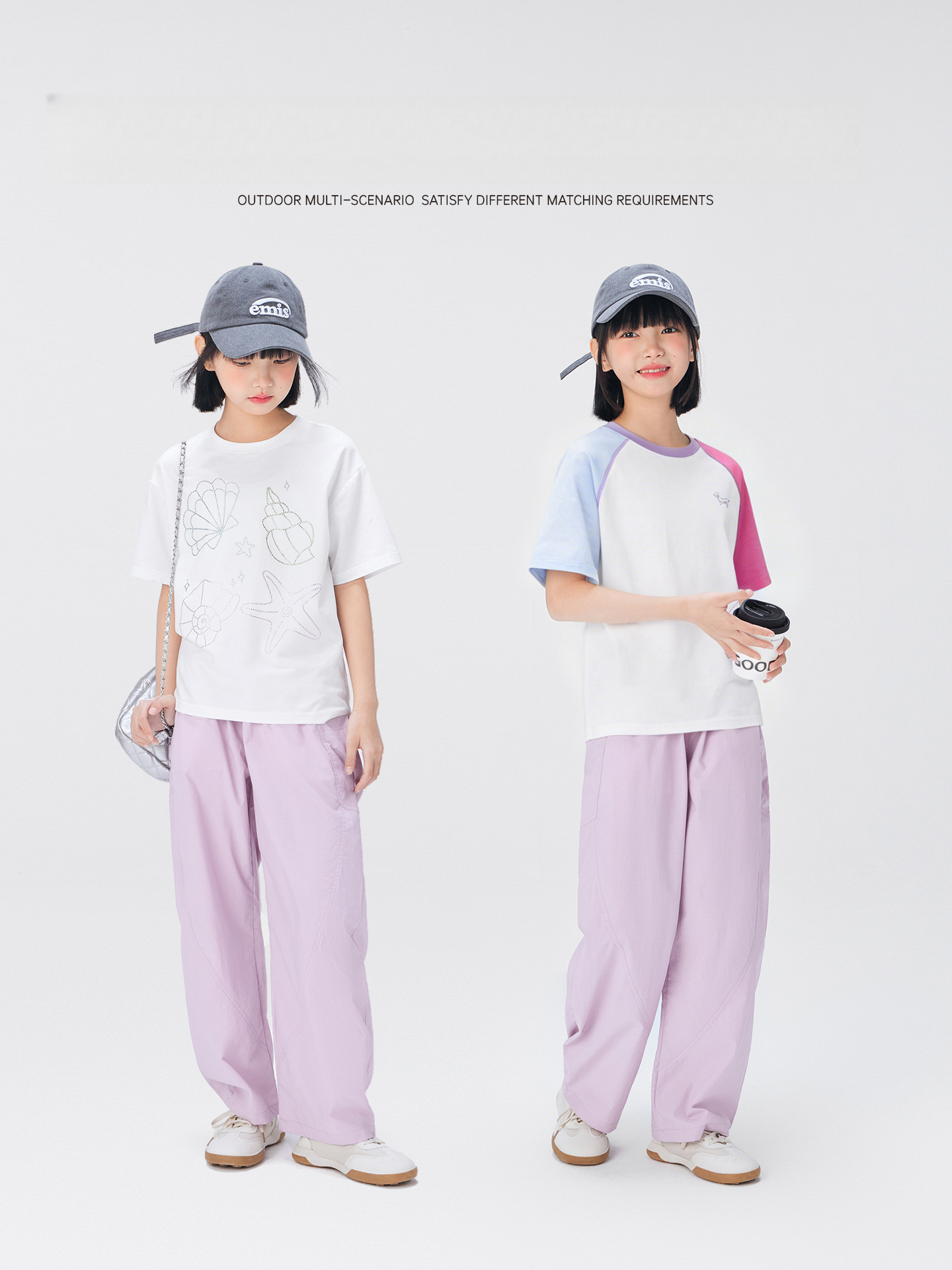 女童夏季廓形透氣彎刀褲