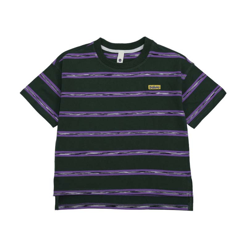 中大童寬鬆純棉撞色條紋t恤