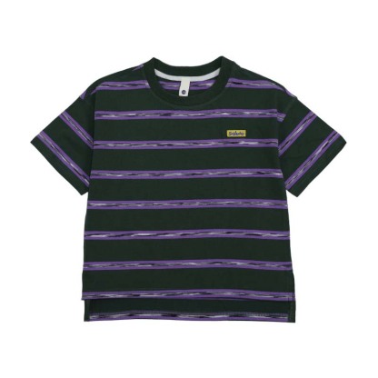 中大童寬鬆純棉撞色條紋t恤