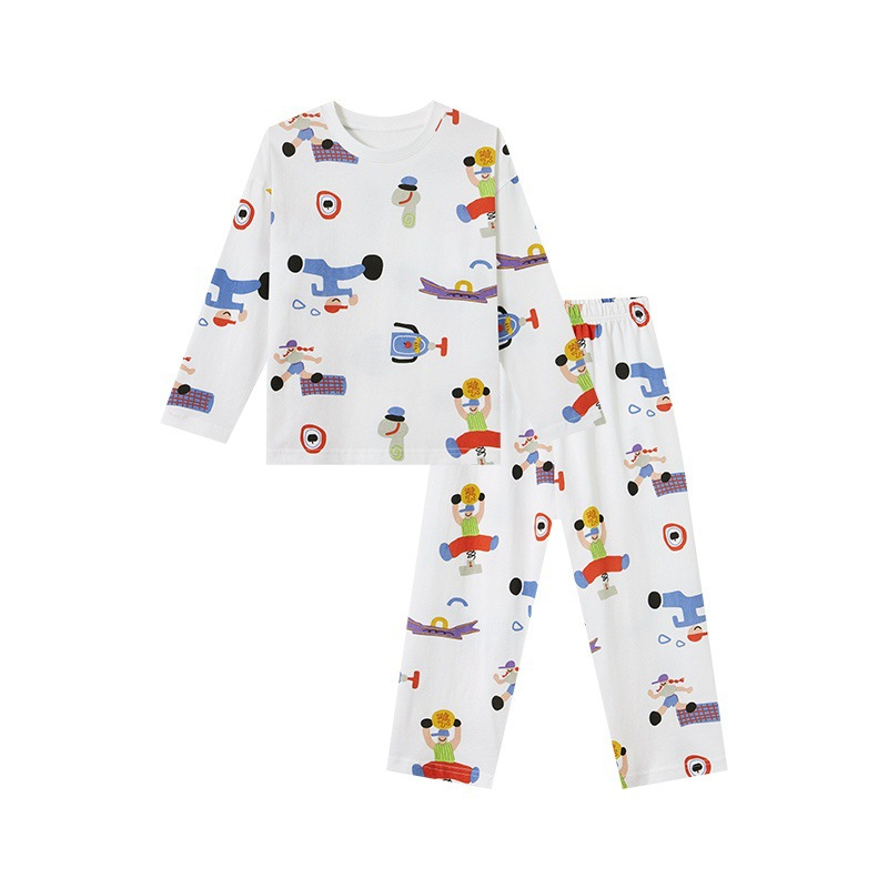 男童春秋家居服套裝純棉滿印