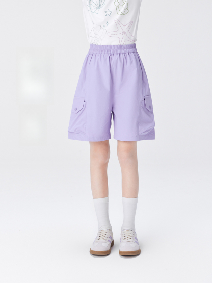 女童輕量工裝風中褲