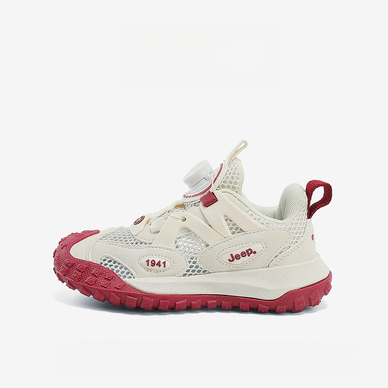 男童夏季旋轉紐扣網面透氣休閒運動鞋