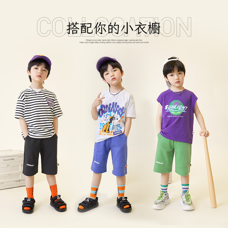 夏季男童純棉寬鬆六分休閑運動軟彈短褲