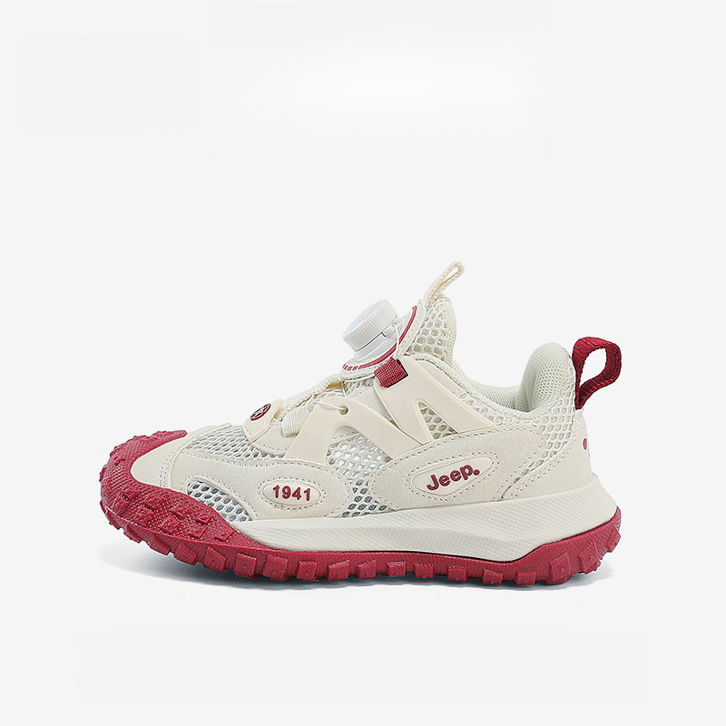 男童夏季旋轉紐扣網面透氣休閒運動鞋