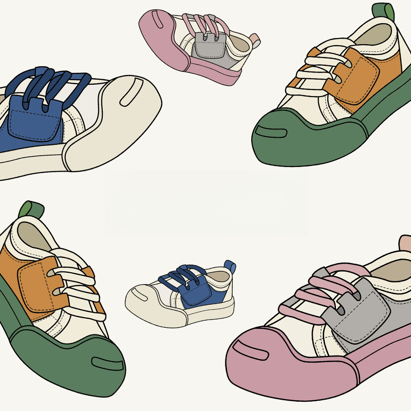 兒童春季魔術貼帆布運動鞋