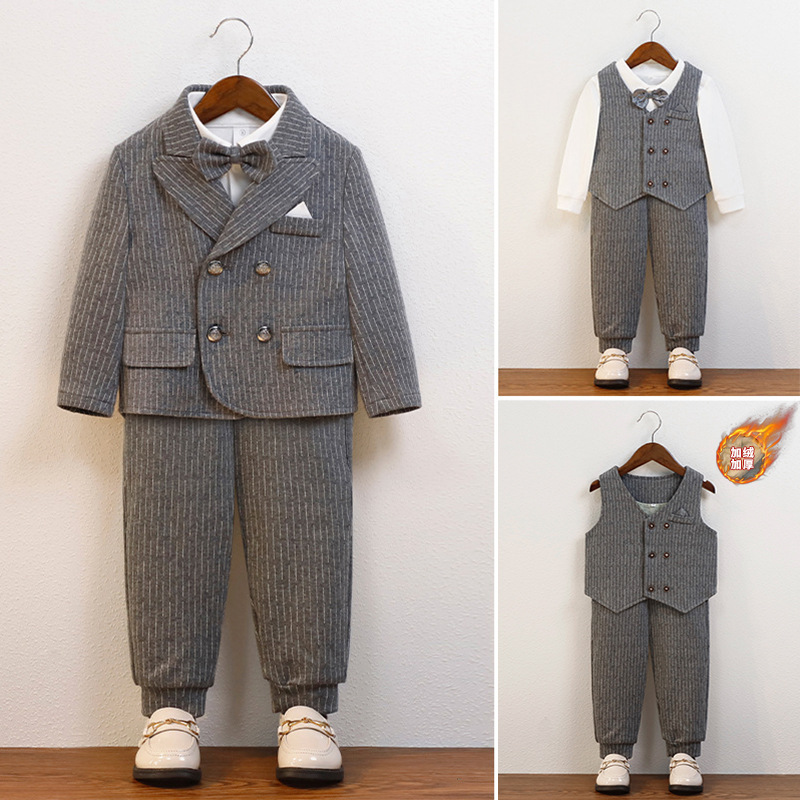 兒童帥氣英倫馬甲三件套