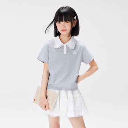 女童學院風短款POLO衫