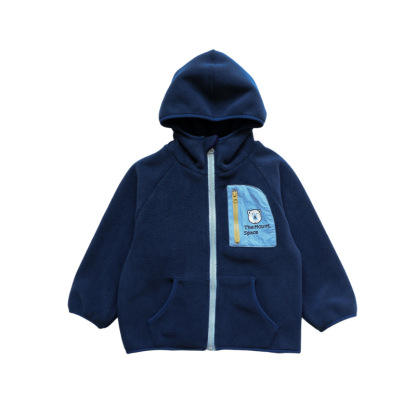 兒童雙面奧粒絨立領拉鏈開衫保暖外套